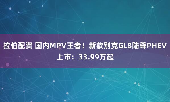 拉伯配资 国内MPV王者！新款别克GL8陆尊PHEV上市：33.99万起